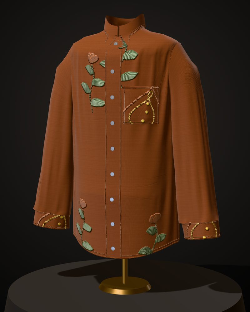 rust art work, shirt, photographed in the Atelier